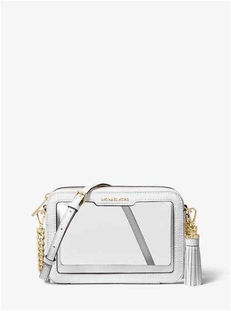 ginny michael kors medium clear black|Michael Kors leather crossbody bag.